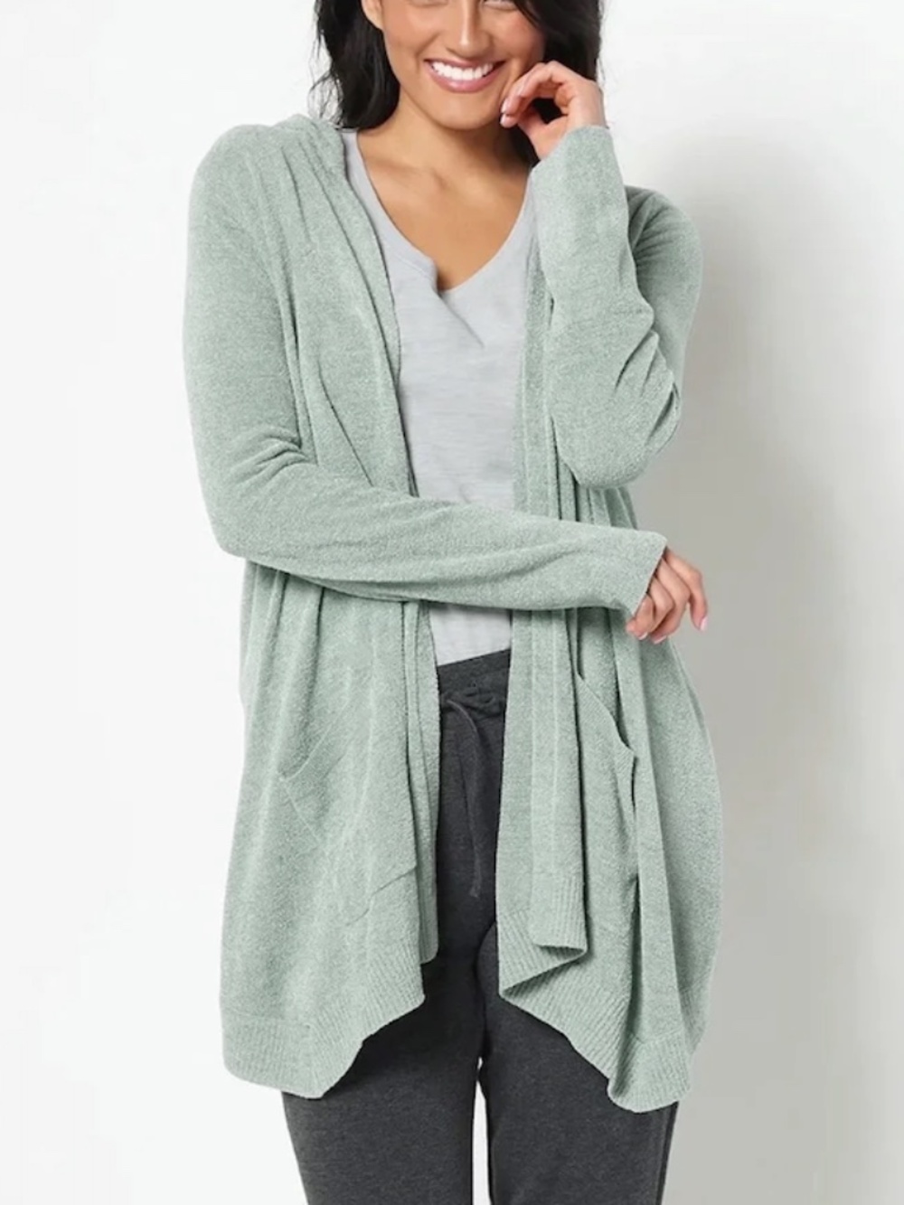 BAREFOOT DREAMS - cozychic Ultra Lite Knit Seashore Drape Front Cardigan - 3X